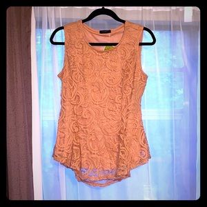 Pink lace peplum tank top
